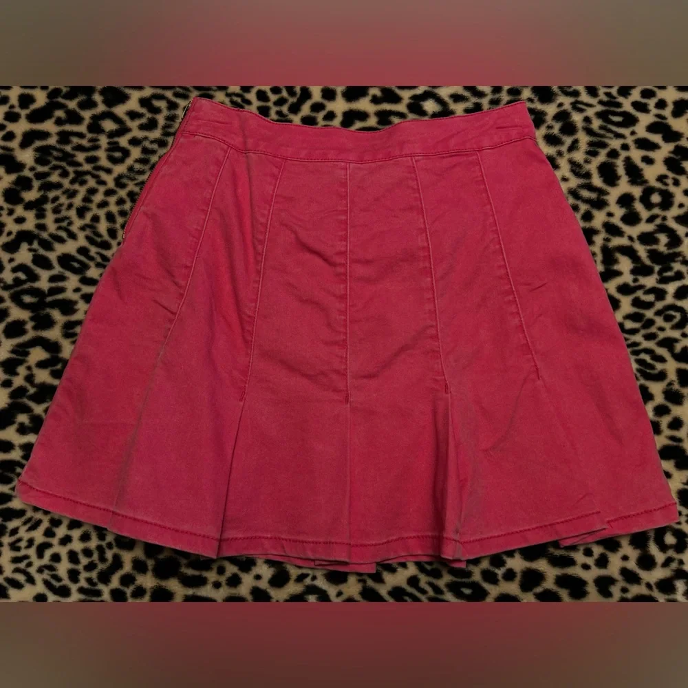 High Waist Pink Pleated Midi Skirt with Zipper Y2K softcore Kawaii Size 7 - Picture 2 of 3